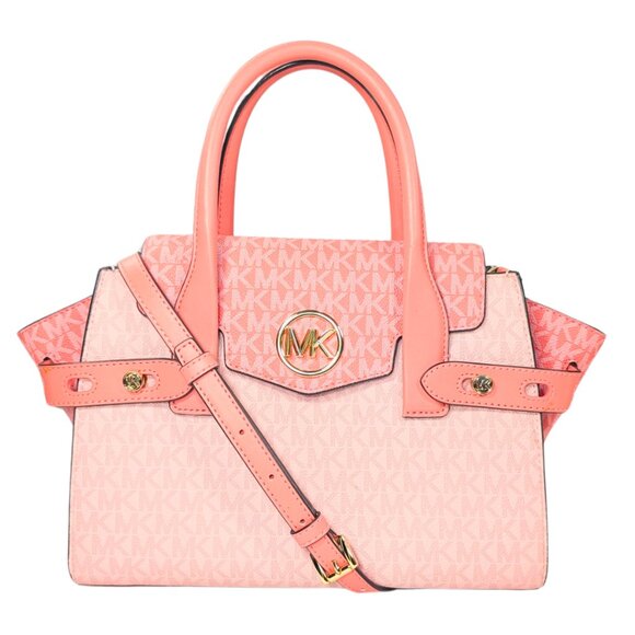 Michael Kors Handbags - Michael Kors Carmen Sherbet Signature PVC Leather 2 Way Satchel Crossbody Purse
